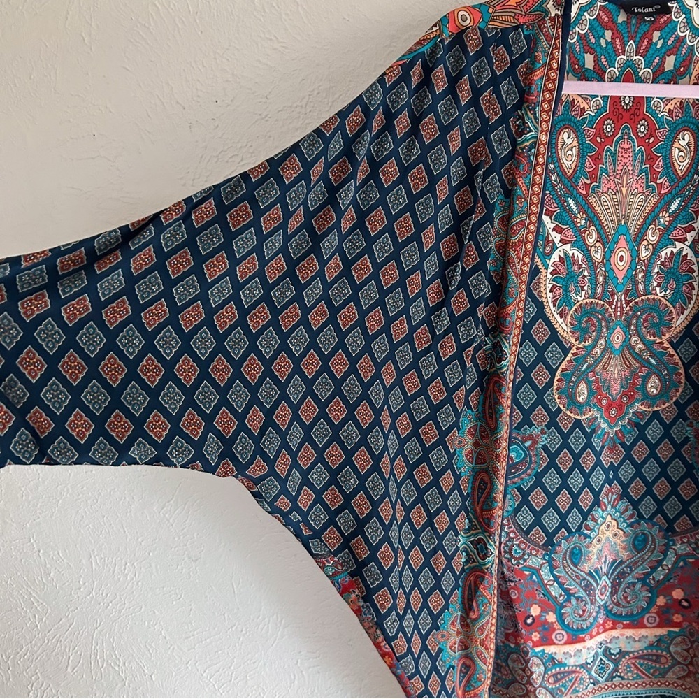 Tolani 100% Silk Boho Kimono / Open Front – O/S - Picture 3 of 6